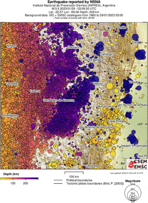 regional depth historical seismicity