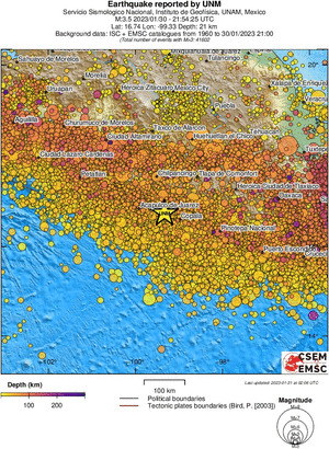 regional depth historical seismicity
