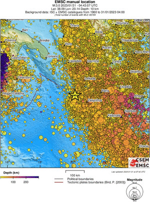 regional depth historical seismicity