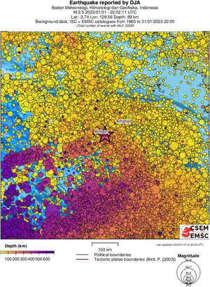 regional depth historical seismicity
