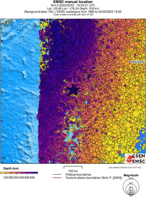 regional depth historical seismicity
