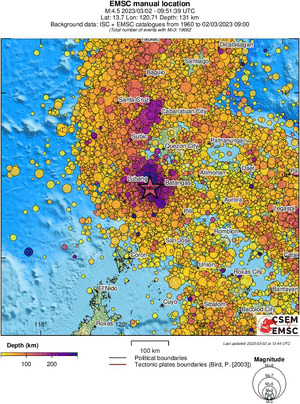 regional depth historical seismicity