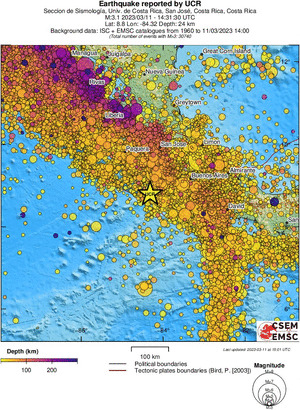 regional depth historical seismicity