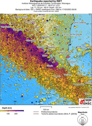 regional depth historical seismicity