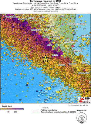 regional depth historical seismicity