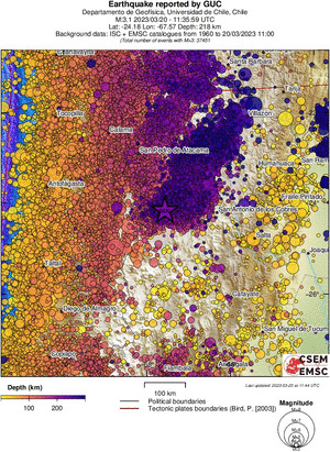 regional depth historical seismicity