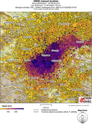 regional depth historical seismicity