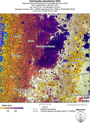 regional depth historical seismicity