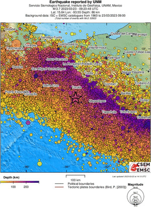 regional depth historical seismicity