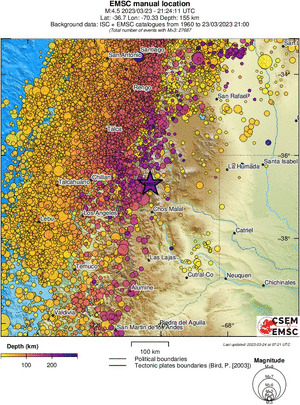 regional depth historical seismicity