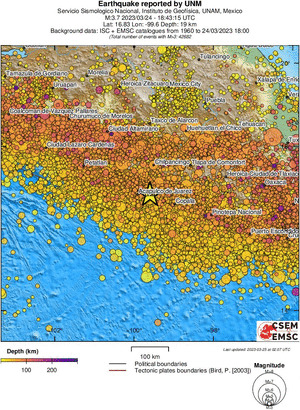 regional depth historical seismicity