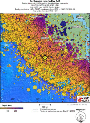 regional depth historical seismicity