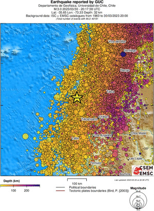 regional depth historical seismicity