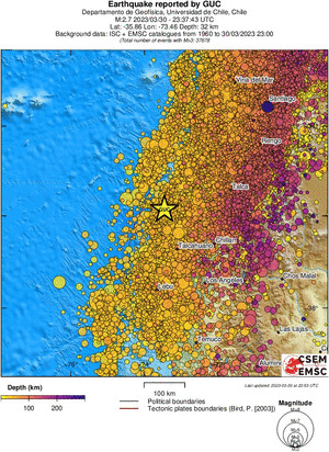 regional depth historical seismicity