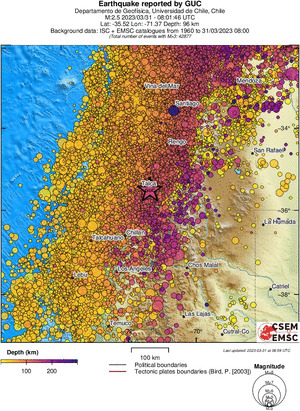 regional depth historical seismicity