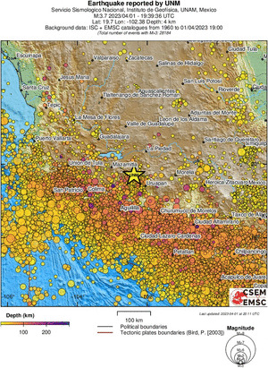 regional depth historical seismicity