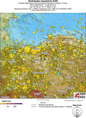regional depth historical seismicity