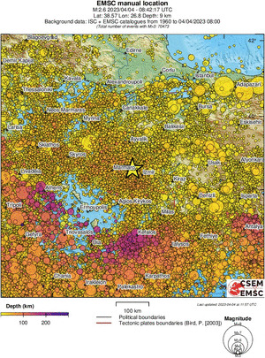 regional depth historical seismicity