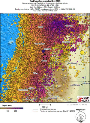 regional depth historical seismicity