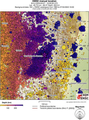 regional depth historical seismicity