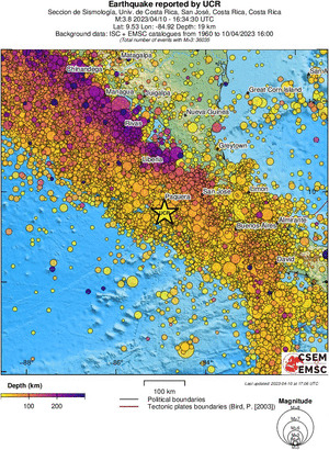 regional depth historical seismicity