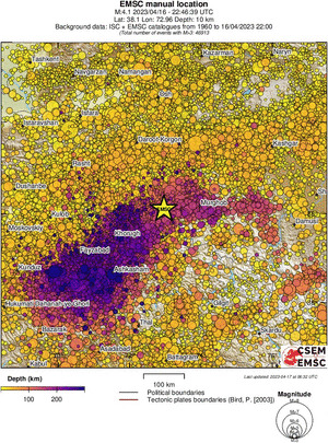 regional depth historical seismicity