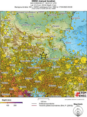 regional depth historical seismicity