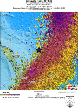regional depth historical seismicity