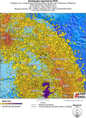 regional depth historical seismicity