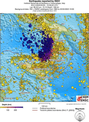 regional depth historical seismicity