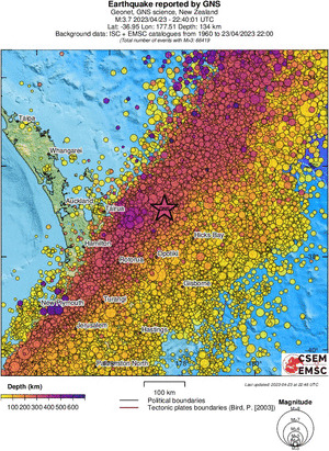 regional depth historical seismicity