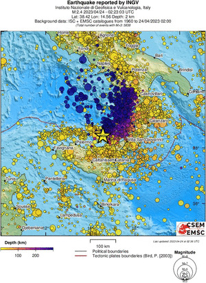 regional depth historical seismicity