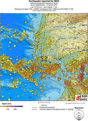 regional depth historical seismicity