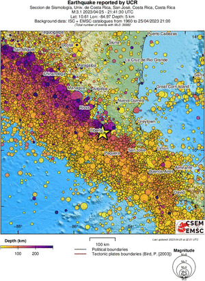 regional depth historical seismicity