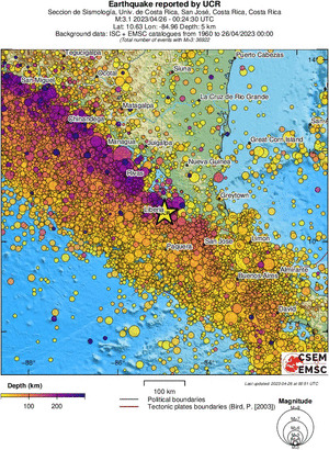regional depth historical seismicity