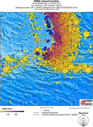 regional depth historical seismicity