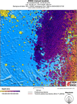 regional depth historical seismicity