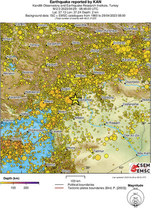regional depth historical seismicity