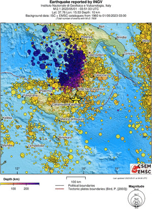 regional depth historical seismicity