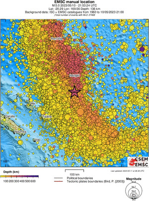 regional depth historical seismicity