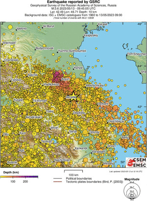 regional depth historical seismicity