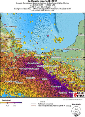 regional depth historical seismicity