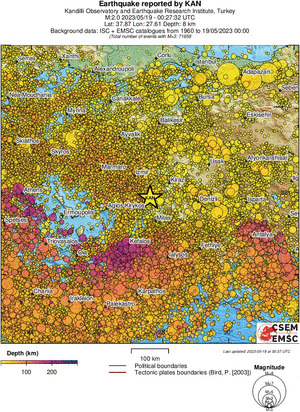 regional depth historical seismicity