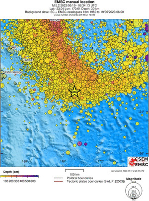 regional depth historical seismicity