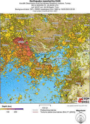 regional depth historical seismicity