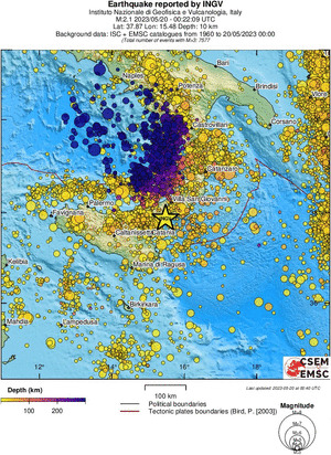 regional depth historical seismicity
