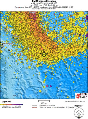 regional depth historical seismicity