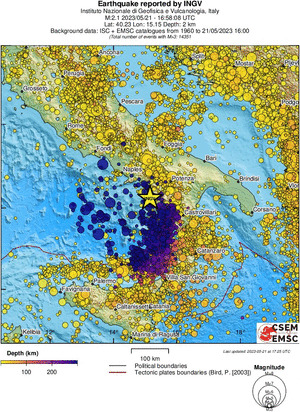 regional depth historical seismicity