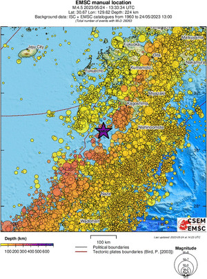 regional depth historical seismicity