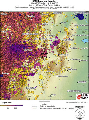 regional depth historical seismicity